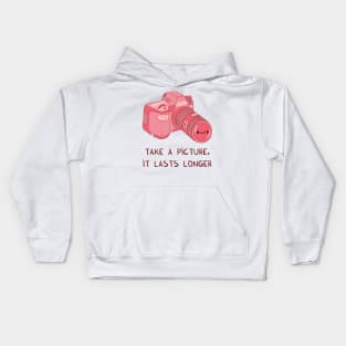 Take a picture, it lasts longer (pink) Kids Hoodie